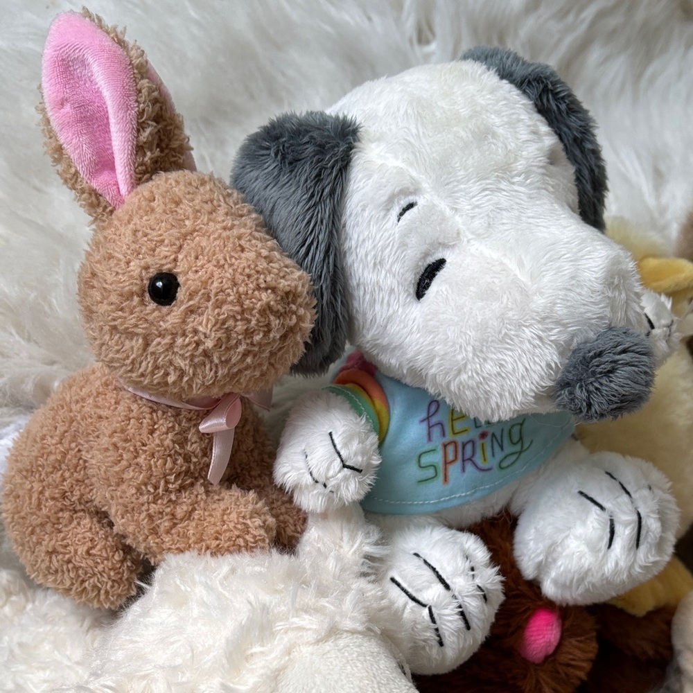 Stuffy Plush Toy Lot 8 Stuffed Animals Bunnies Lamb Duck Puppy Ostrich - Picture 3 of 12